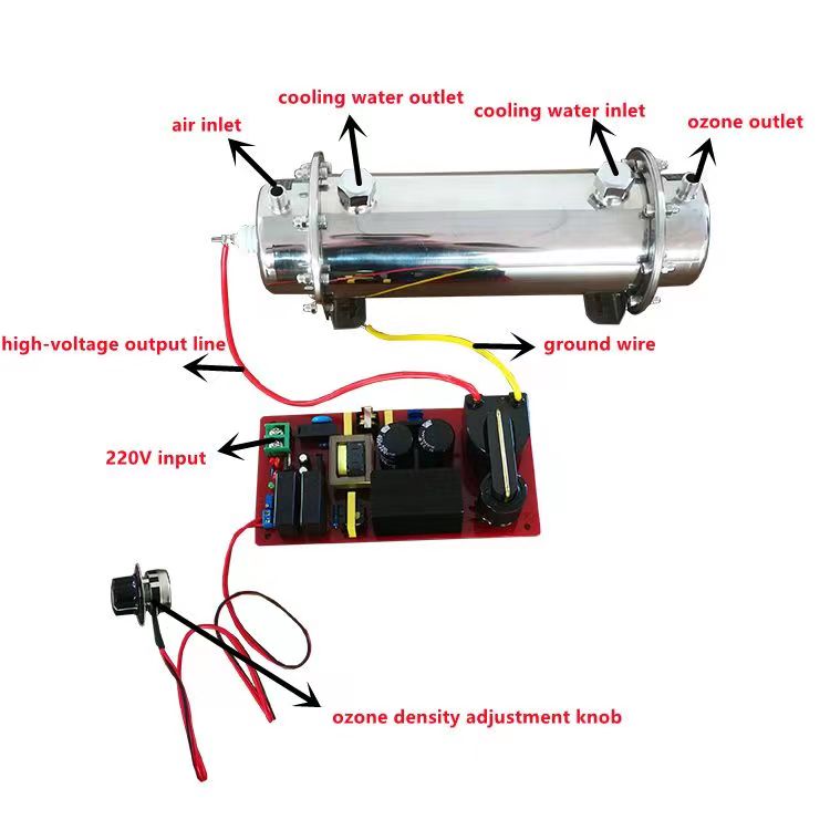 50gr Quartz Tube Ozone Generator Adjustable Power Supply